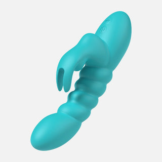 Super Soft Silicone Teal Ribbed Rabbit Vibrator