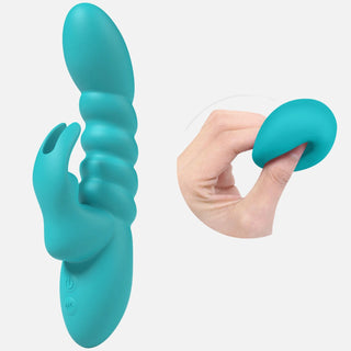Super Soft Silicone Teal Ribbed Rabbit Vibrator
