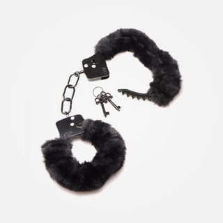 Master Series Cuffed in Fur - Black Fluffy Handcuffs