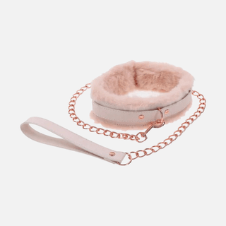 S&M Peaches n CreaMe Fur Collar & Leash