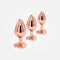 Rear Assets -  Anal Training Kit Rose Gold Metallic Plugs with Pink Hearts Set of 3