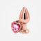 Rear Assets - Medium Rose Gold Metal Anal Plug with Pink Heart Gem Base