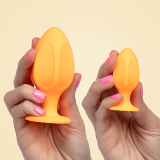 Cheeky - Orange Duo Non-Vibrating Textured Anal Plug Set