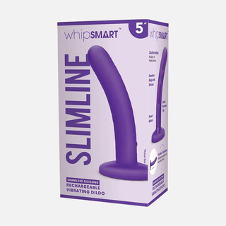 WhipSmart Slimline Recharge Vibrating Dildo 5inch/ 12.7cm - Purple